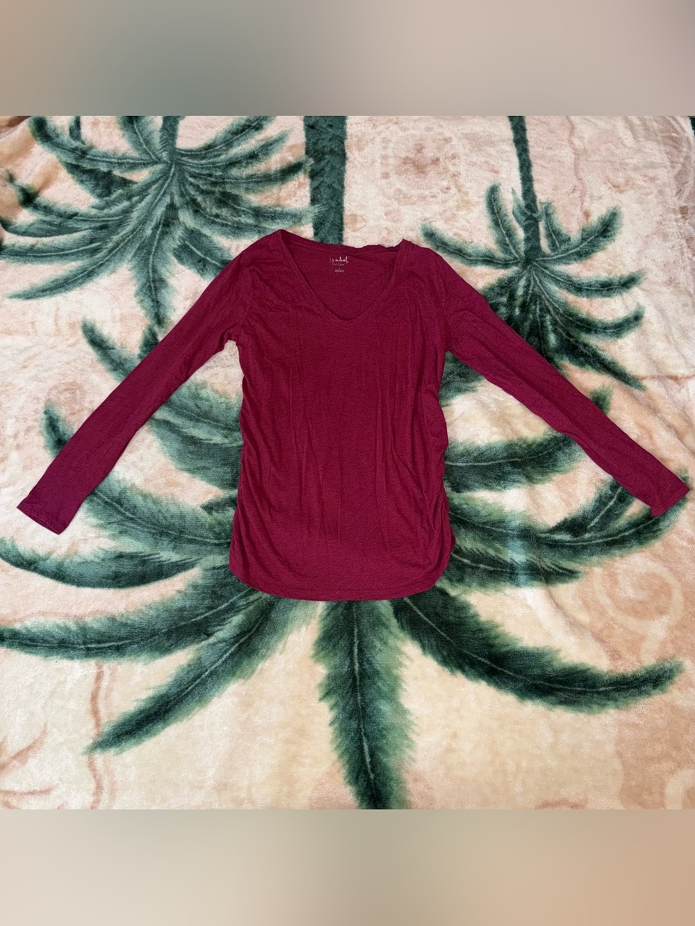 Isabel Maternity by Ingrid & Isabel Burgundy V-Neck Long Sleeve Top